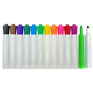 قلم ماركر عالي الجودة غير سام مخصص من الشركة المصنعة 6 8 12 قلم ماركر أبيض بأطراف مُزين بسن وأطراف بيضاء قابلة للمسح الجاف