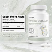 Capsules de collagène marin en marque privée OEM, complément nutritionnel pour la beauté de la peau, des cheveux et des ongles, capsules de collagène marin