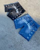 Shorts d'été personnalisés en jean délavé pour hommes, style streetwear vintage avec appliques