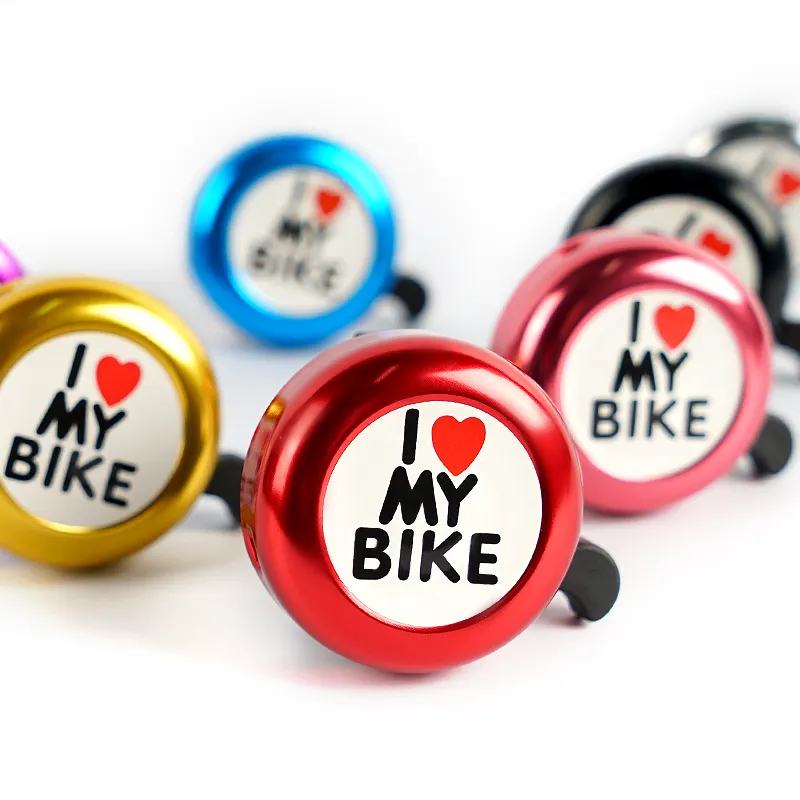 Klaxon de vélo en aluminium pour enfants, mignon, couleur, à motif d'amour, sonnette pour bicyclette de montagne, accessoires d'équipement de bicyclette, 1 pièce