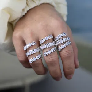 Vnox — bague scintillante en cz pour femmes, anneau multi-enroulage, long et plein bijou en plaqué argent