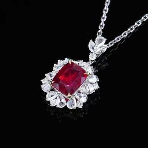 <b>Solid</b> 18K <b>Gold</b> 1.66ct Natural Unheated Pigeon Blood Ruby <b>Pendant</b> Inlaid With 24 Pcs Accent Diamonds fine Jewelry luxury <b>pendant</b> - Product Image 3