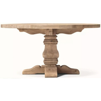 Table ronde à manger en bois récupéré, style américain, table ronde à manger en bois massif |   Personnalisable |   Vente directe d'usine