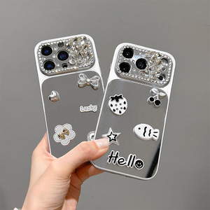 Funda para <span class=keywords><strong>iPhone</strong></span> 17 <span class=keywords><strong>Pro</strong></span> Max con Diseño de Corazón y Lazo de Diamantes de Imitación, TPU+PC, Espejo Plateado, Lujosa, Personalizada, para Mujer, Compatible con <span class=keywords><strong>iPhone</strong></span> 16 <span class=keywords><strong>Pro</strong></span>, 15, <span class=keywords><strong>14</strong></span>, 13 - Product Image 3