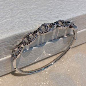 Fashion Chain Link <b>Bracelet</b> <b>Copper</b> Alloy Micro Inlaid Zircon Golden Platinum Women's Gift Jewelry Yiwu Origin - Product Image 3