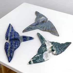 Vente en gros de sculptures de crânes d'oiseaux en pierres de quartz et obsidienne, faites à la main, en cristal naturel et matériaux mixtes, pour cadeaux - Product Image 2