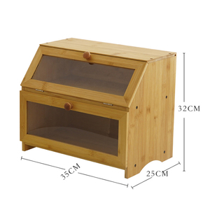 Caja de pan de bambú multifuncional de gran capacidad para almacenamiento de aperitivos, caja grande de madera para el hogar, sala de estar, cocina, caja de almacenamiento de alimentos - Product Image 6
