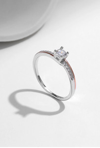 S925 Sterling Silver Two Tone Rose Gold Plated Main Stone Pave <b>Ring</b> 2026 Luxury Proposal Gift Versatile Women <b>Thin</b> Finger <b>Ring</b> - Product Image 3