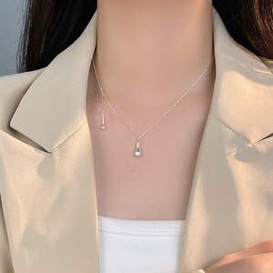 Collier pendentif en argent pur S925 avec chapeau de Noël brossé, design unique haut de gamme, perle étoile, chaîne de clavicule - Product Image 2