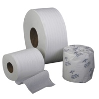 Grosir kertas Toilet gulungan Jumbo ramah lingkungan komersial OEM 12 bahan mentah kayu murni kertas Toilet gulungan 2 lapis Jumbo gulungan kertas Toilet
