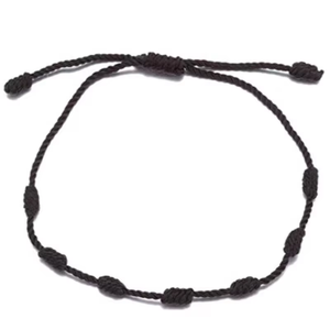 Bracelet porte-bonheur, bracelet à 7 nœuds, nœuds rouges et noirs, réglable, amulette en corde rouge Kabbalah pour la protection, bracelets tressés - Product Image 3