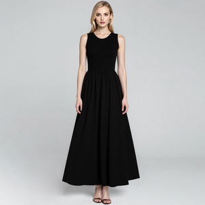 Vêtements pour femmes tricoté tissé Patchwork <span class=keywords><strong>pull</strong></span> <span class=keywords><strong>sans</strong></span> manches robe été jupes décontracté Maxi dames jupes longue robe pour les femmes - Product Image 4