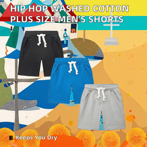 กางเกงขาสั้นผ้าแคนวาสผสมคอตตอนซักได้ สไตล์ฮิปฮอป แฟชั่นสตรีท ไซส์ใหญ่ สำหรับผู้ชาย กันน้ำ ระบายอากาศได้ดี เอวยางยืด ใส่เล่นกีฬาหรือลำลองได้ - Product Image 2
