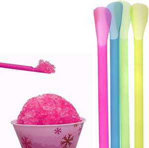 Individually film Wrapped Snow Cone Spoon <b>Straws</b> Portable <b>Disposable</b> Plastic <b>Straws</b> for Slushie Colorful - Product Image 2