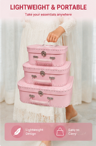 Custom Pink Nesting Suitcase Gift <b>Box</b> with Handle <b>Vintage</b> Style Rigid Cardboard Storage <b>Box</b> for Wedding and Party Favor - Product Image 6
