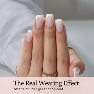 XCOATTIPS Faux Ongles Courts Carrés X-Coat à Presser – Vente en Gros pour Professionnels – French Blanc en Gel Souple Plus Épais - Product Image 2