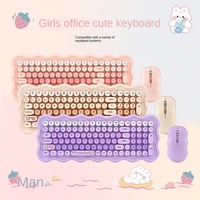 102 Key Wireless Keyboard Mouse Set 2.4G Ergonomic Office Gaming Combo Pink Keycaps