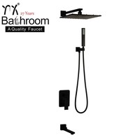 Ensemble de douche mural en laiton avec affichage LED, mitigeur de douche à main et robinet de salle de bain
