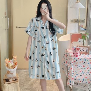 YCH 翻领开衫夏季睡裙女式睡衣卡通印花家居服新款甜美可爱 - Product Image 3