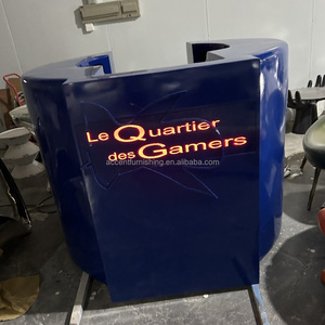 Logotipo personalizable Muebles comerciales Azul FRP Mostrador de recepción frontal curvo para salas deportivas y zonas de juego - Product Image 2