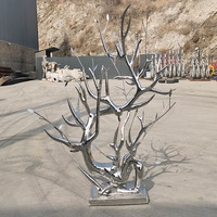 Décoration de jardin extérieure personnalisée, sculpture d'arbre en acier inoxydable, arbre artificiel en métal