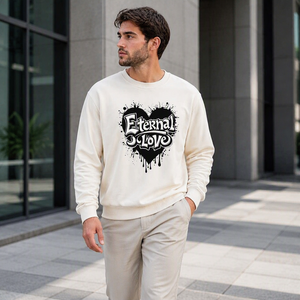 Sudadera de Cuello Redondo de Algodón para Hombre, Manga Larga, con Gráfico de Corazón, Tejido Suave - Product Image 5