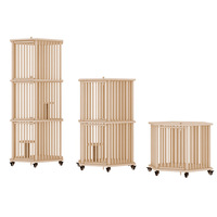 Nouvelle villa pour chat en bois hexagonal, style cabane, extra large, en bois massif épaissi, nid pour chat intégré, cage pour chat 73x57cm
