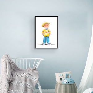 Decorazione della stanza dei bambini pittura a olio del fumetto dipinta a mano del piccolo principe di arte della parete della tela astratta - Product Image 2