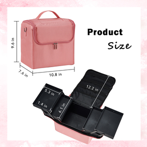 <b>Makeup</b> Bag with 4 Trays Soft Handle & Shoulder Strap Portable <b>Makeup</b> <b>Case</b> Durable Large Capacity Travel Cosmetic Organizer - Product Image 6