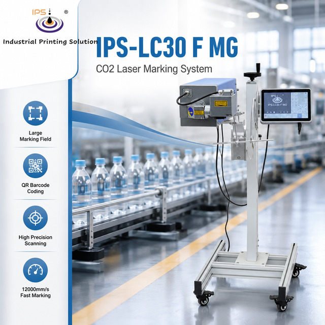 IPS-LC30 F MG 30W Industrial CO2 Laser Coding Machine for QR Code Barcode and Variable Packaging Marking