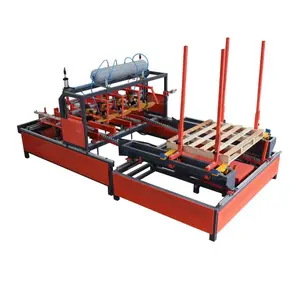 Semi-automatic palle making wood pallet nailing machine with palletizer