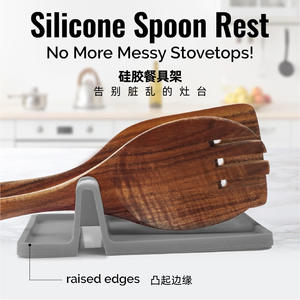 Égouttoir à ustensiles de cuisine en silicone gris 5,5 pouces carré avec tapis anti-goutte pour rangement et organisation - Product Image 5