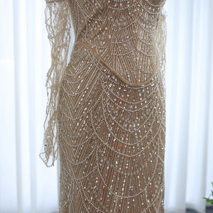 Jancember SZ104 Robes de soirée sirène dos nu champagne perles - Product Image 6