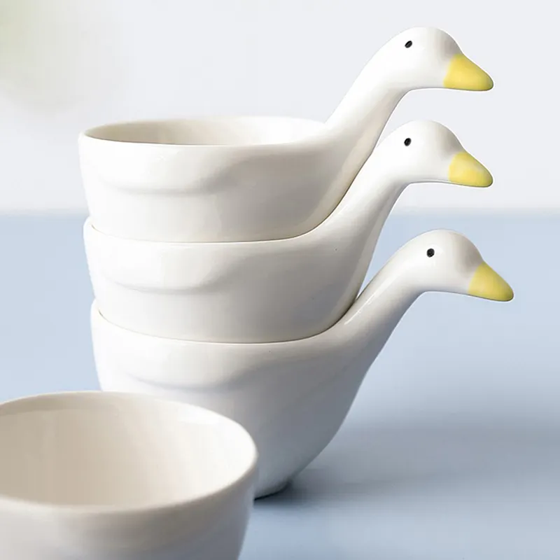 Creative cartoon goose ceramic embossed ice cream bowl Home restaurant small flavor butterfly vinegar dish dipping dish