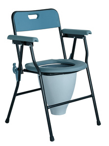 Silla de Ruedas Plegable Portátil con Respaldo de Plástico a Rayas, Ayuda de Movilidad Plegable para el Cuidado en el Hogar y Dormitorio - Product Image 2