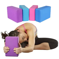 Ensemble de blocs de yoga en mousse EVA antidérapants de haute densité, écologiques, avec logo personnalisé, rouge, 120g