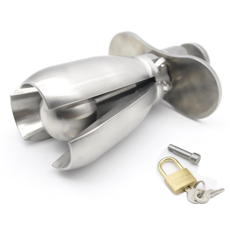 Stainless Steel Open Stretching Anal Plug Beads with Lock
