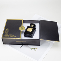 Cajas de Perfume magnéticas duras de doble puerta abierta negra con lámina de oro personalizada, 50ML, 100ML, botella fragante, caja de papel para velas, embalaje
