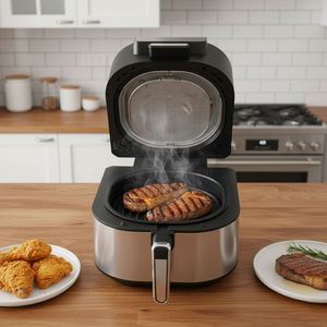 Machine à steak multifonctionnelle 2000W / Friteuse à air avec aiguille de mesure de température, contrôle tactile numérique antidérapant - Product Image 4