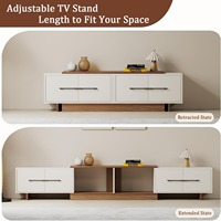 Meuble TV extensible Wodoen, meuble TV moderne pour téléviseurs de 50 à 100 pouces, centre de divertissement avec armoires et étagères ouvertes