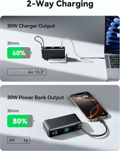 Cargador Portátil <span class=keywords><strong>INIU</strong></span> Todo en Uno, 10000mAh, Ligero, con Enchufe de Pared, Cable Integrado, 30W PD, Ideal para Regalo - Product Image 5