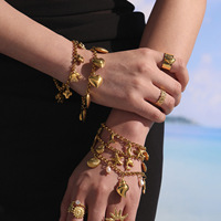 Bracelet à breloques DIY en forme de cœur, couleur or, anti-ternissement, bijoux à maillons pour femmes, vente en gros