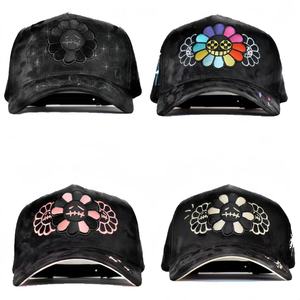 <span class=keywords><strong>Gorras</strong></span> de Béisbol Negras de 5 Paneles con Pedrería Personalizada OEM, Colección Original de Aniversario, Bordado 3D y Estampado de Goma en Relieve - Product Image 2