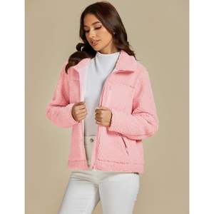 2025 Reversible Sherpa <b>Jacket</b> for <b>Women</b> Trendy <b>Zip</b>-<b>Up</b> Long Sleeve Winter Coat with Pockets Casual Warm Fleece Design - Product Image 4