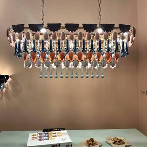 Lampadario in Ceramica Stile Country Francese E12, Altezza Regolabile, Design Colorato Macaron <span class=keywords><strong>per</strong></span> <span class=keywords><strong>Soggiorno</strong></span>, Sala da Pranzo, Arredamento Villa - Product Image 3