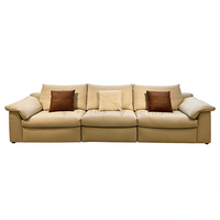 Canapé sectionnel en L de luxe moderne pour villa et appartement, en cuir véritable, rembourré en éponge, inclinable, sièges profonds et confortables, extra long 3.3