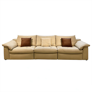 Canapé en cuir véritable en forme de L moderne et luxueux avec des sièges profonds et confortables, canapé extra long de 3,3 mètres - Product Image 5