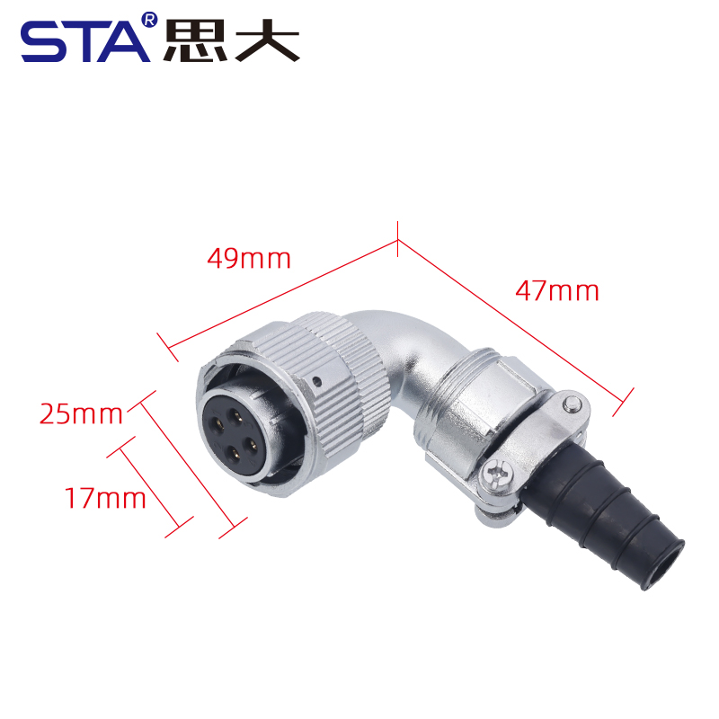 Conector Hembra con Carcasa Trasera en Ángulo y Placas de Sujeción de Cable