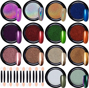 Ensemble de poudre à ongles chromée 14 couleurs, effet miroir magique, pigment en poudre, paillettes métalliques pour la décoration des ongles, manucure, salon - Product Image 3