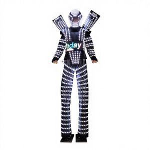 Vestito da festa divertente effetto illuminazione a Led specchio <span class=keywords><strong>uomo</strong></span> trampoli costumi Robot Led Costume per adulti - Product Image 1